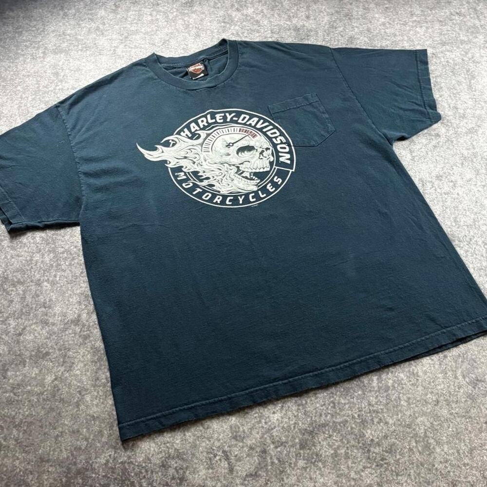 Harley-Davidson Men’s 2XL 2014 Skull Flame Pocket Graphic T-Shirt Belmont OH